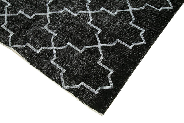 Geometric Carpet Siyah Geometrik Pamuk Yün El Dokuma Halısı 152x241 Agacan