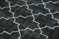 Geometric Carpet Siyah Geometrik Pamuk Yün El Dokuma Halısı 152x241 Agacan