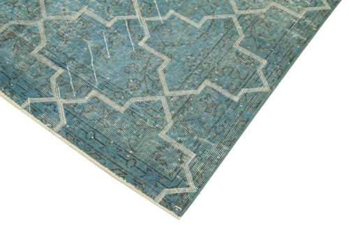 Geometric Carpet Mavi Geometrik Pamuk Yün El Dokuma Halısı 151x254 Agacan