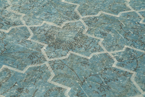 Geometric Carpet Mavi Geometrik Pamuk Yün El Dokuma Halısı 151x254 Agacan