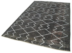 Geometric Carpet Gri Geometrik Pamuk Yün El Dokuma Halısı 167x272 Agacan