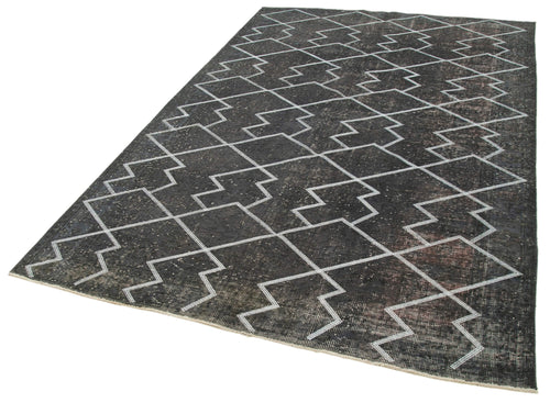 Geometric Carpet Gri Geometrik Pamuk Yün El Dokuma Halısı 167x272 Agacan