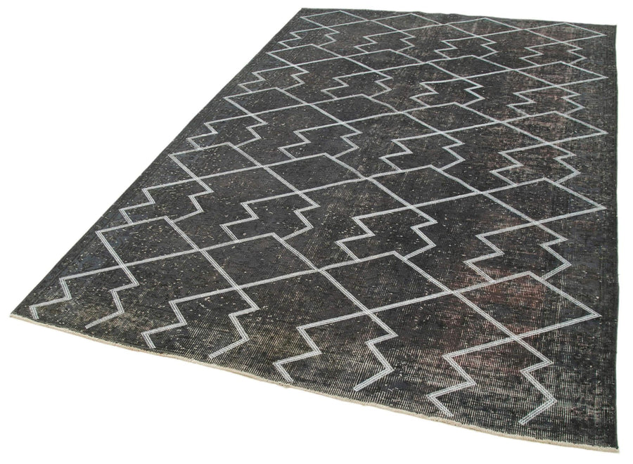 Geometric Carpet Gri Geometrik Pamuk Yün El Dokuma Halısı 167x272 Agacan