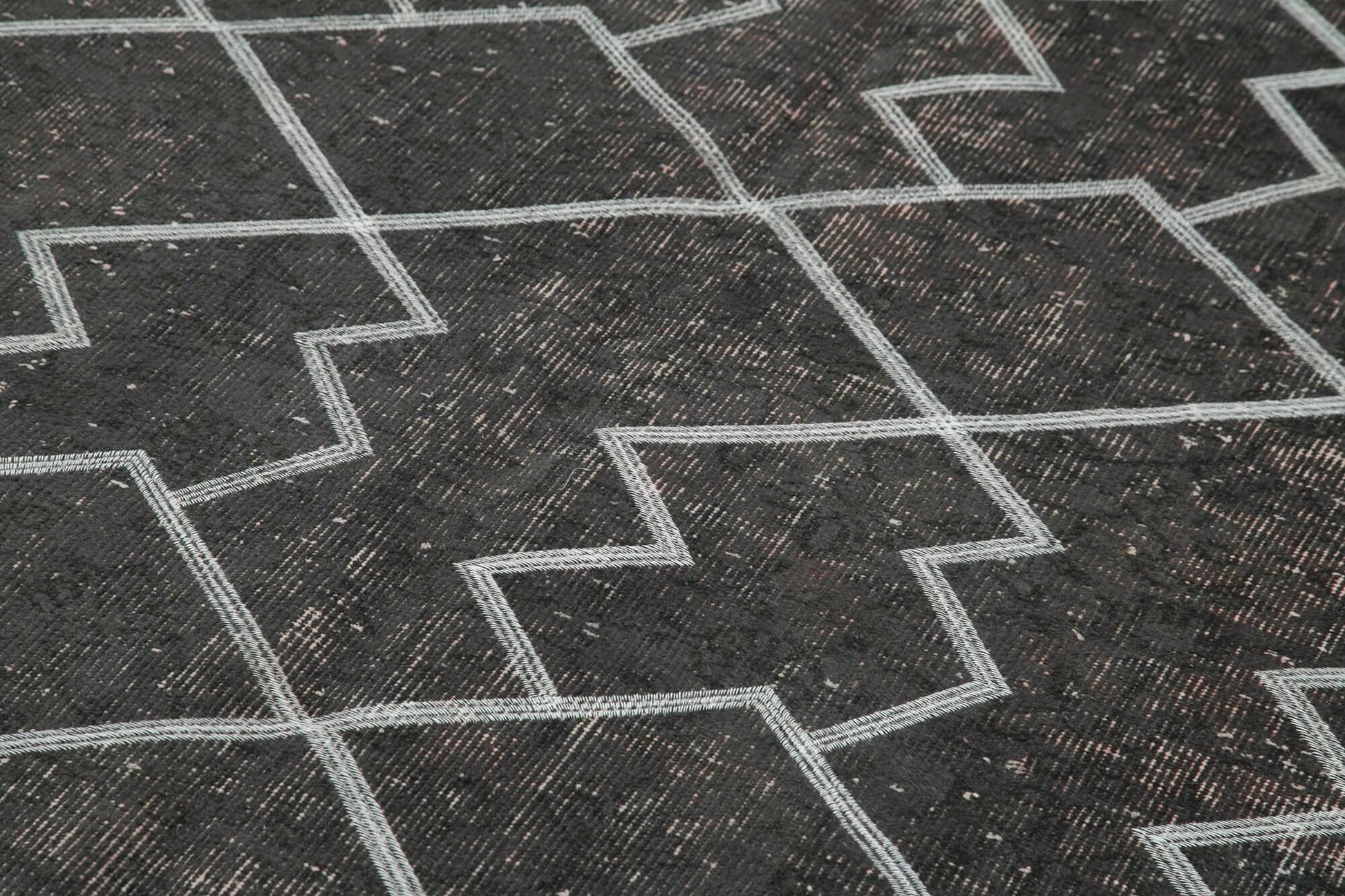 Geometric Carpet Gri Geometrik Pamuk Yün El Dokuma Halısı 167x272 Agacan
