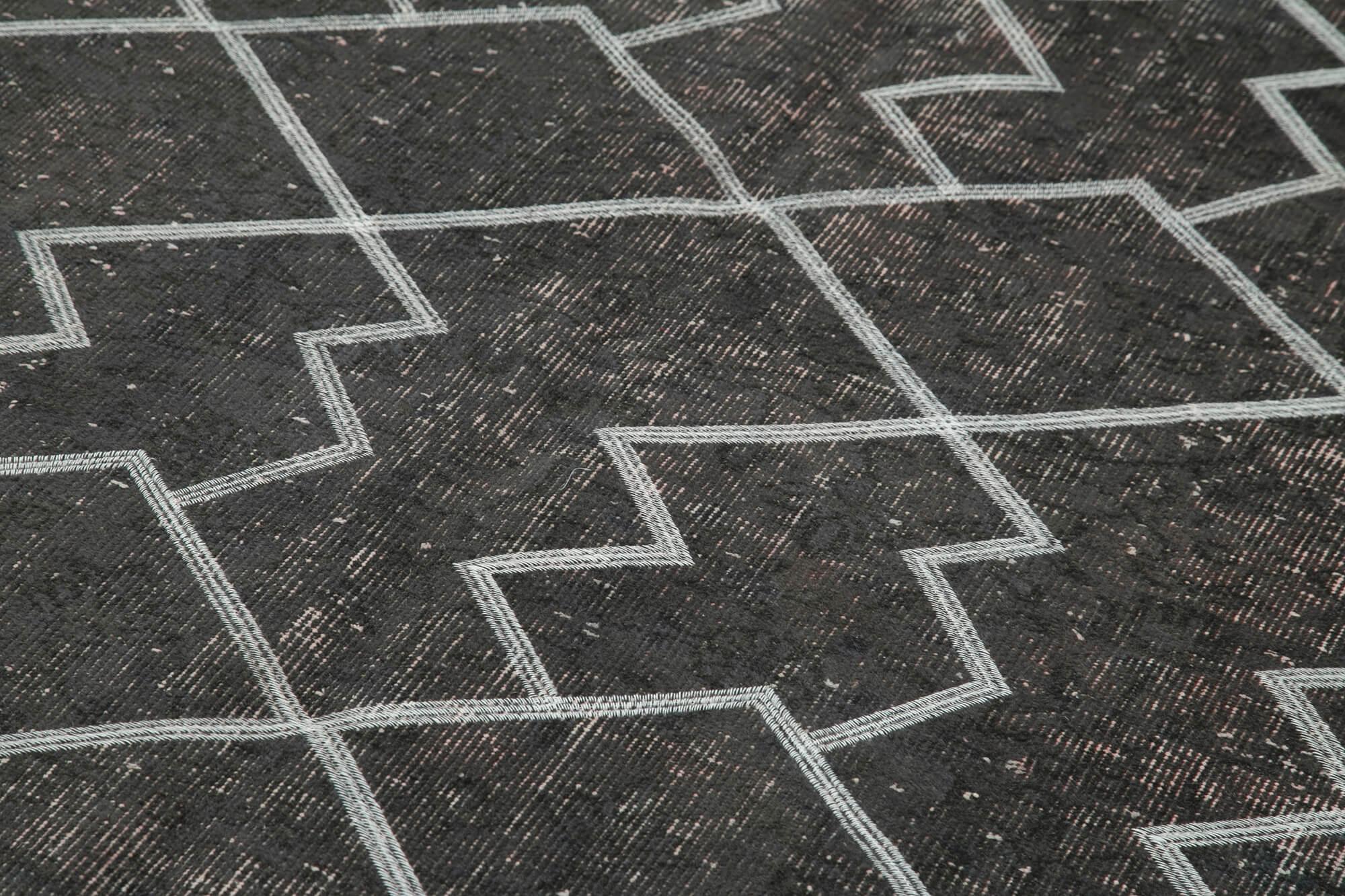 Geometric Carpet Gri Geometrik Pamuk Yün El Dokuma Halısı 167x272 Agacan