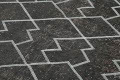 Geometric Carpet Gri Geometrik Pamuk Yün El Dokuma Halısı 167x272 Agacan