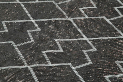 Geometric Carpet Gri Geometrik Pamuk Yün El Dokuma Halısı 167x272 Agacan