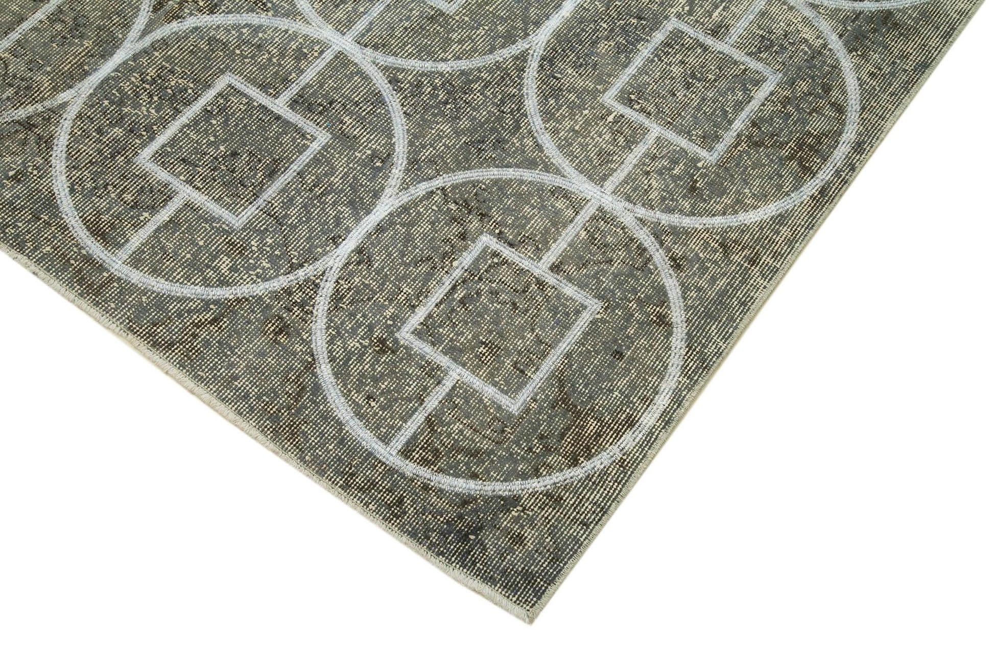 Geometric Carpet Gri Geometrik Pamuk Yün El Dokuma Halısı 163x291 Agacan