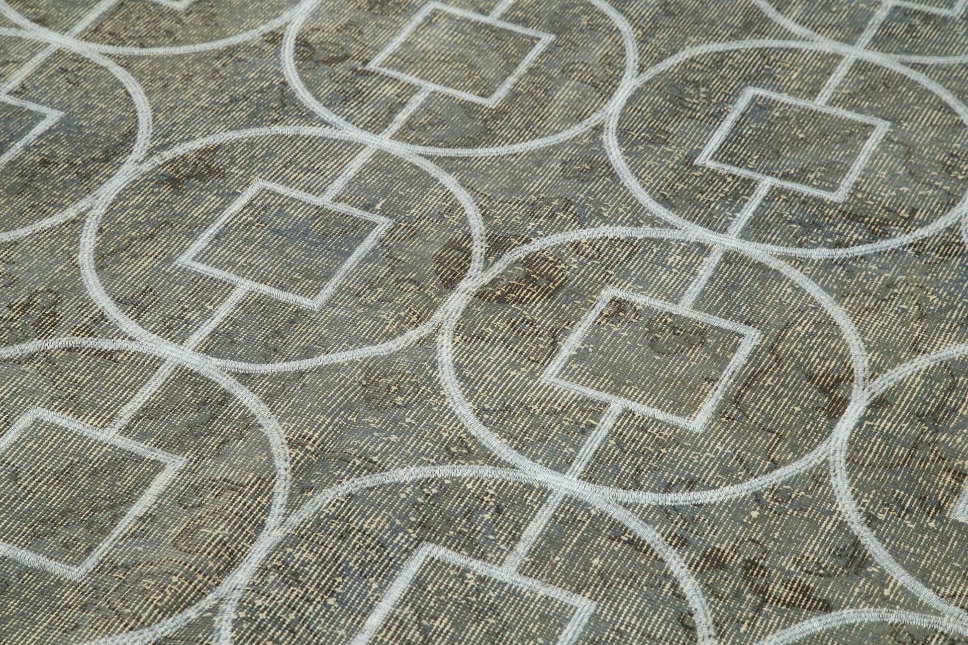 Geometric Carpet Gri Geometrik Pamuk Yün El Dokuma Halısı 163x291 Agacan