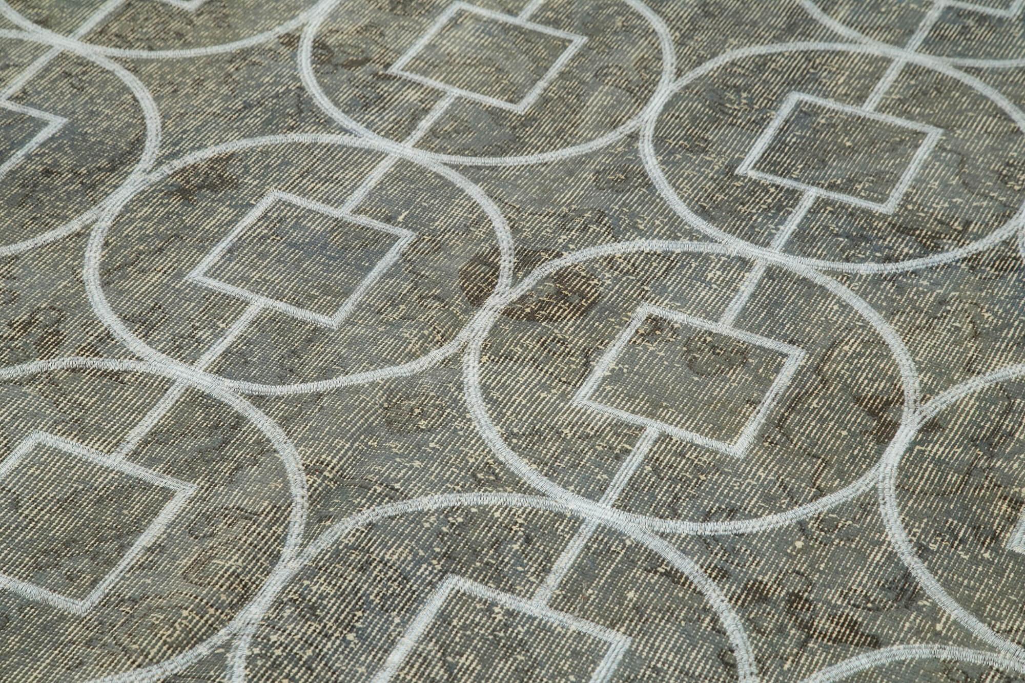 Geometric Carpet Gri Geometrik Pamuk Yün El Dokuma Halısı 163x291 Agacan