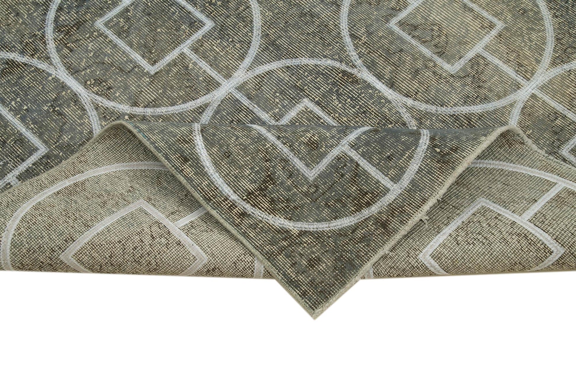 Geometric Carpet Gri Geometrik Pamuk Yün El Dokuma Halısı 163x291 Agacan