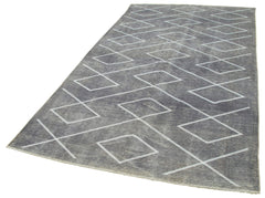 Geometric Carpet Gri Geometrik Pamuk Yün El Dokuma Halısı 154x276 Agacan