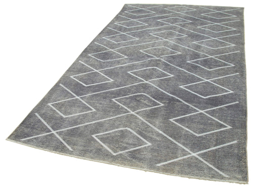 Geometric Carpet Gri Geometrik Pamuk Yün El Dokuma Halısı 154x276 Agacan