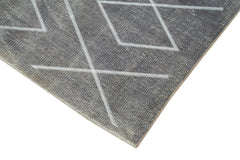 Geometric Carpet Gri Geometrik Pamuk Yün El Dokuma Halısı 154x276 Agacan