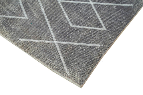 Geometric Carpet Gri Geometrik Pamuk Yün El Dokuma Halısı 154x276 Agacan