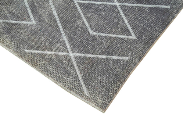 Geometric Carpet Gri Geometrik Pamuk Yün El Dokuma Halısı 154x276 Agacan