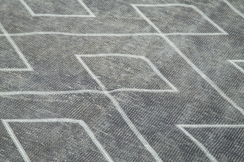 Geometric Carpet Gri Geometrik Pamuk Yün El Dokuma Halısı 154x276 Agacan