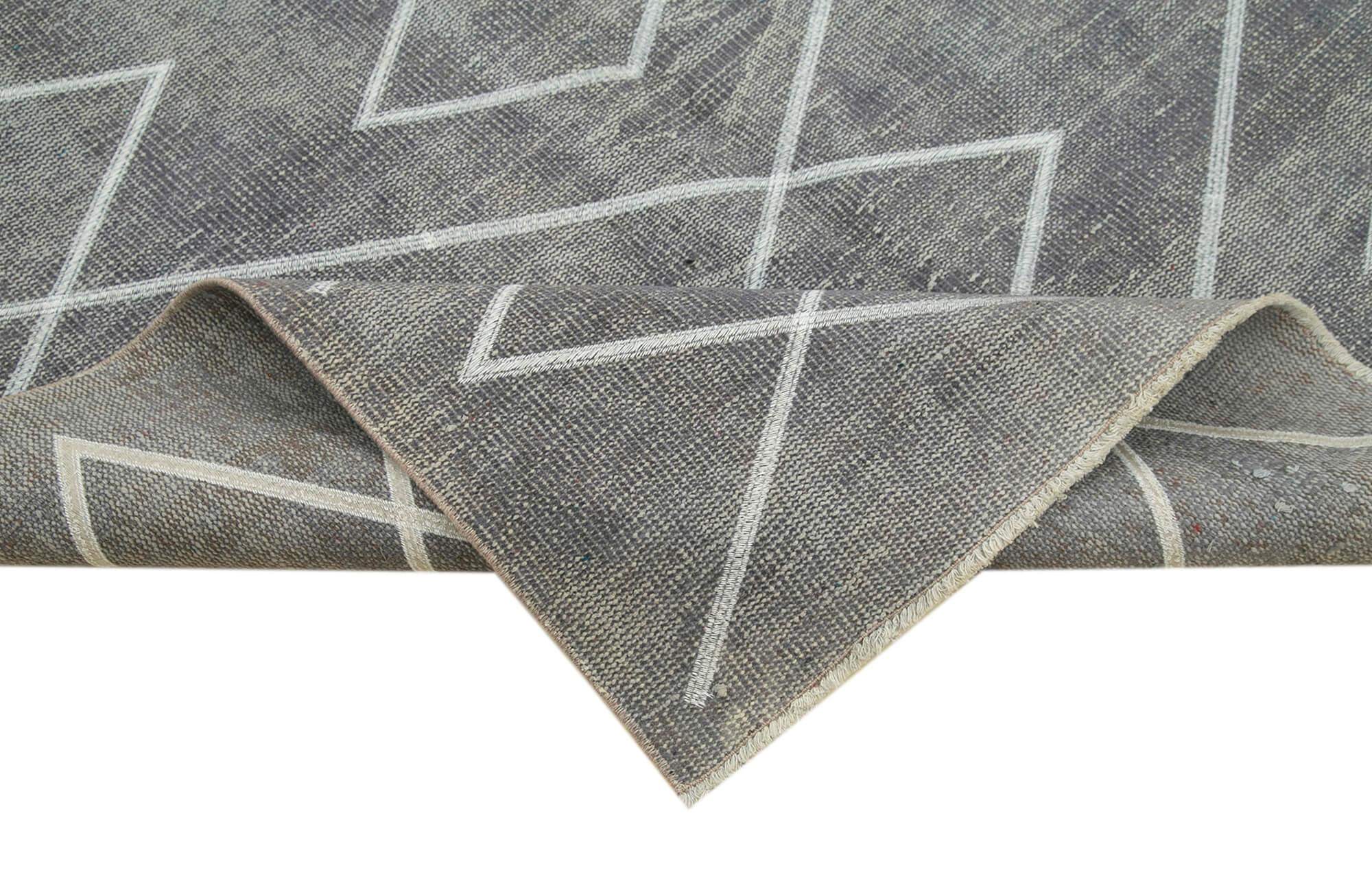 Geometric Carpet Gri Geometrik Pamuk Yün El Dokuma Halısı 154x276 Agacan