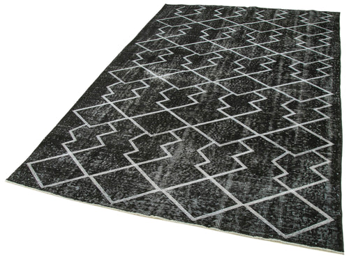 Geometric Carpet Siyah Geometrik Pamuk Yün El Dokuma Halısı 168x278 Agacan
