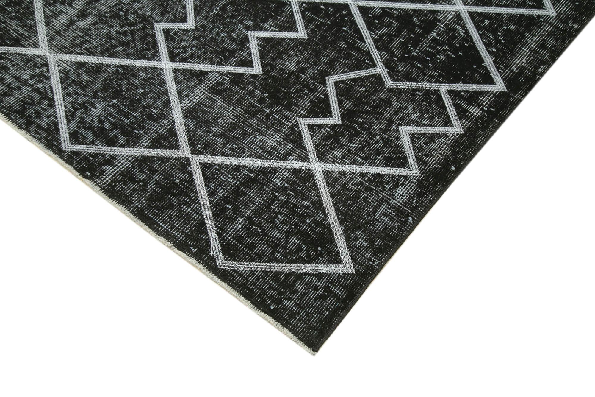 Geometric Carpet Siyah Geometrik Pamuk Yün El Dokuma Halısı 168x278 Agacan
