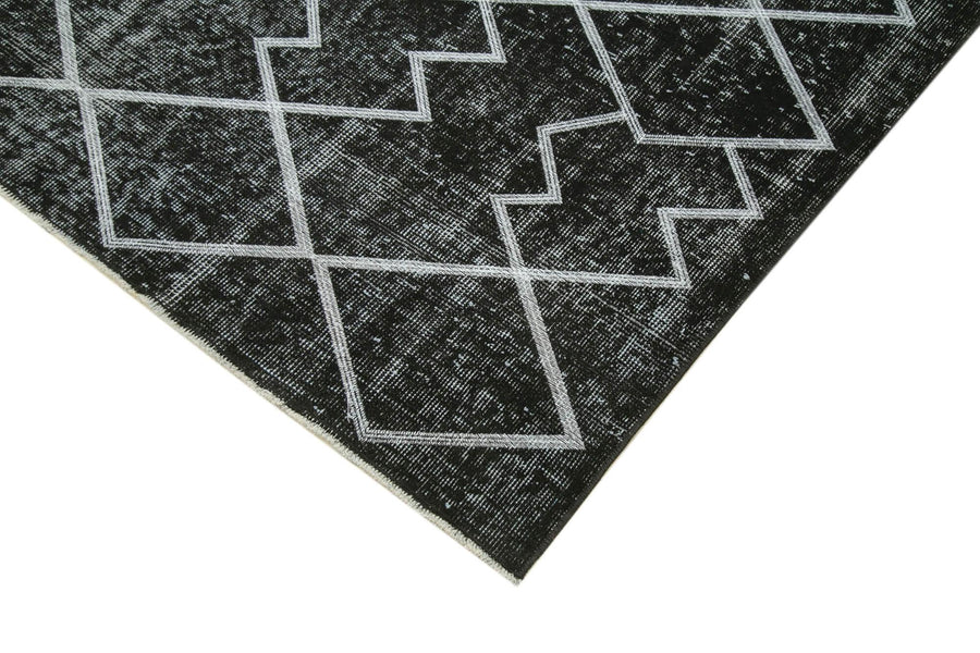 Siyah El Dokuma Halı Geometrik Desenli Vintage 168x278 cm – Koridor kullanımı