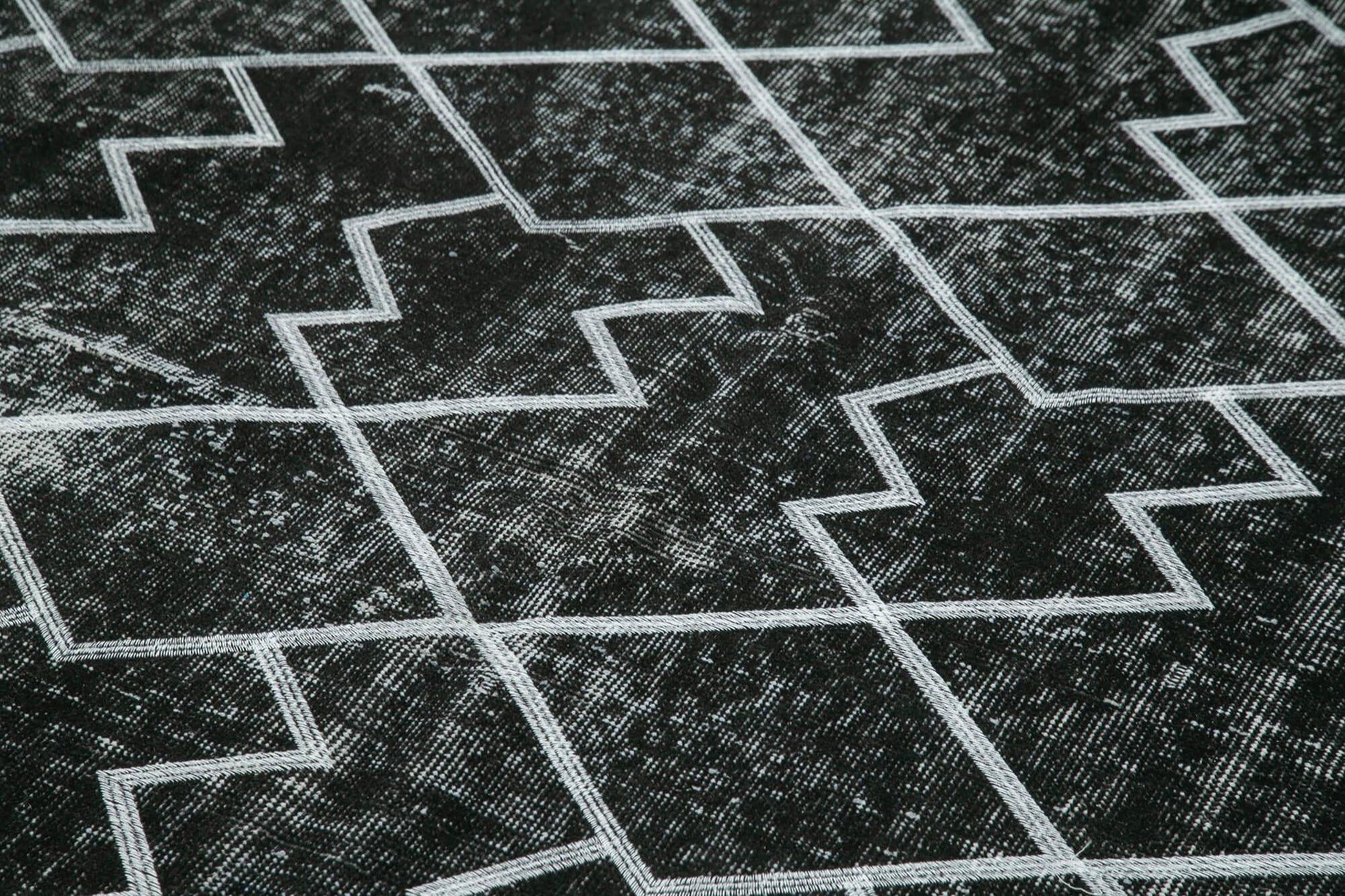 Geometric Carpet Siyah Geometrik Pamuk Yün El Dokuma Halısı 168x278 Agacan