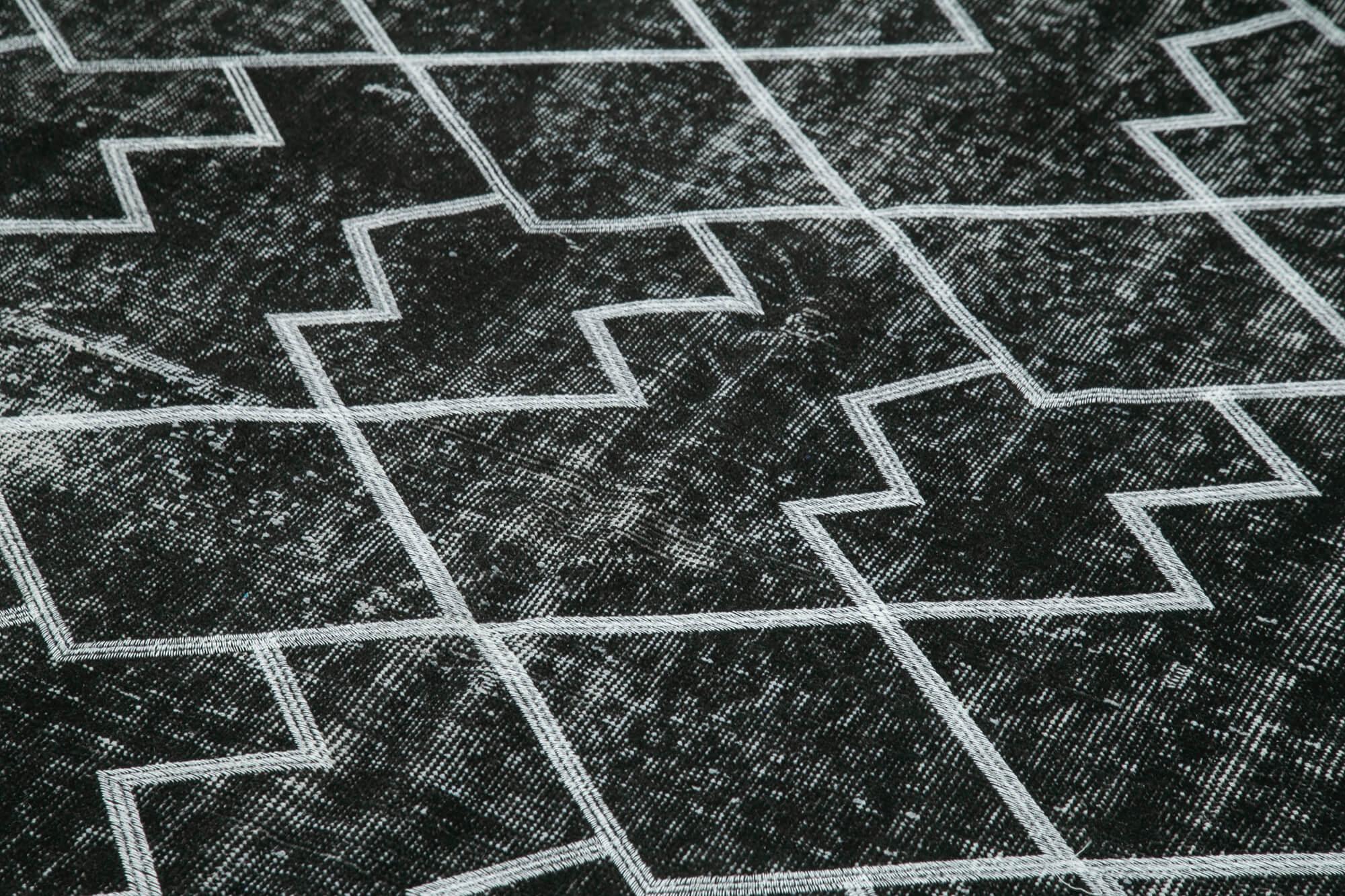 Geometric Carpet Siyah Geometrik Pamuk Yün El Dokuma Halısı 168x278 Agacan