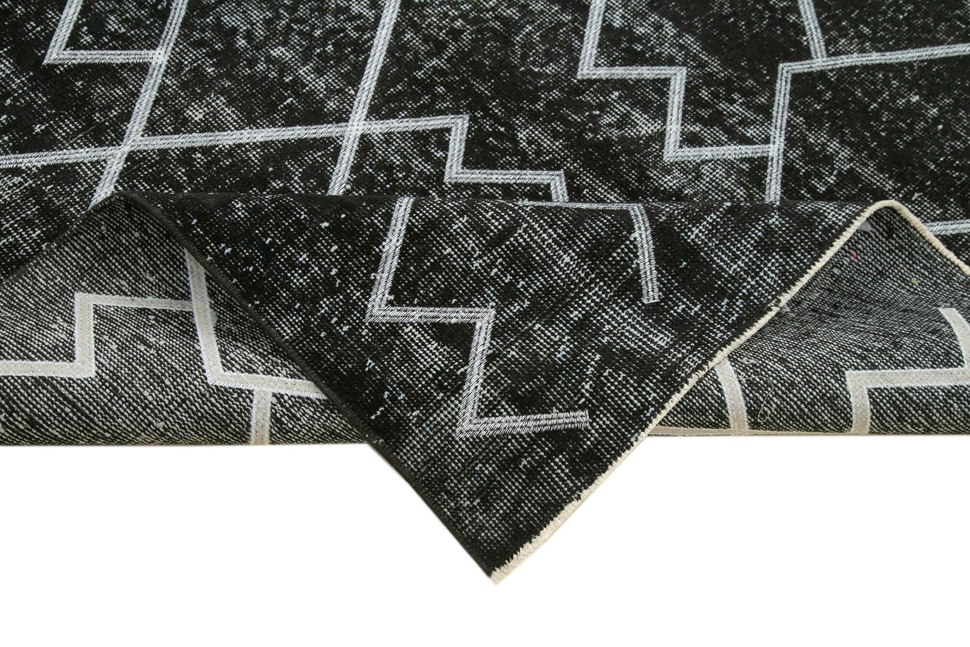 Geometric Carpet Siyah Geometrik Pamuk Yün El Dokuma Halısı 168x278 Agacan