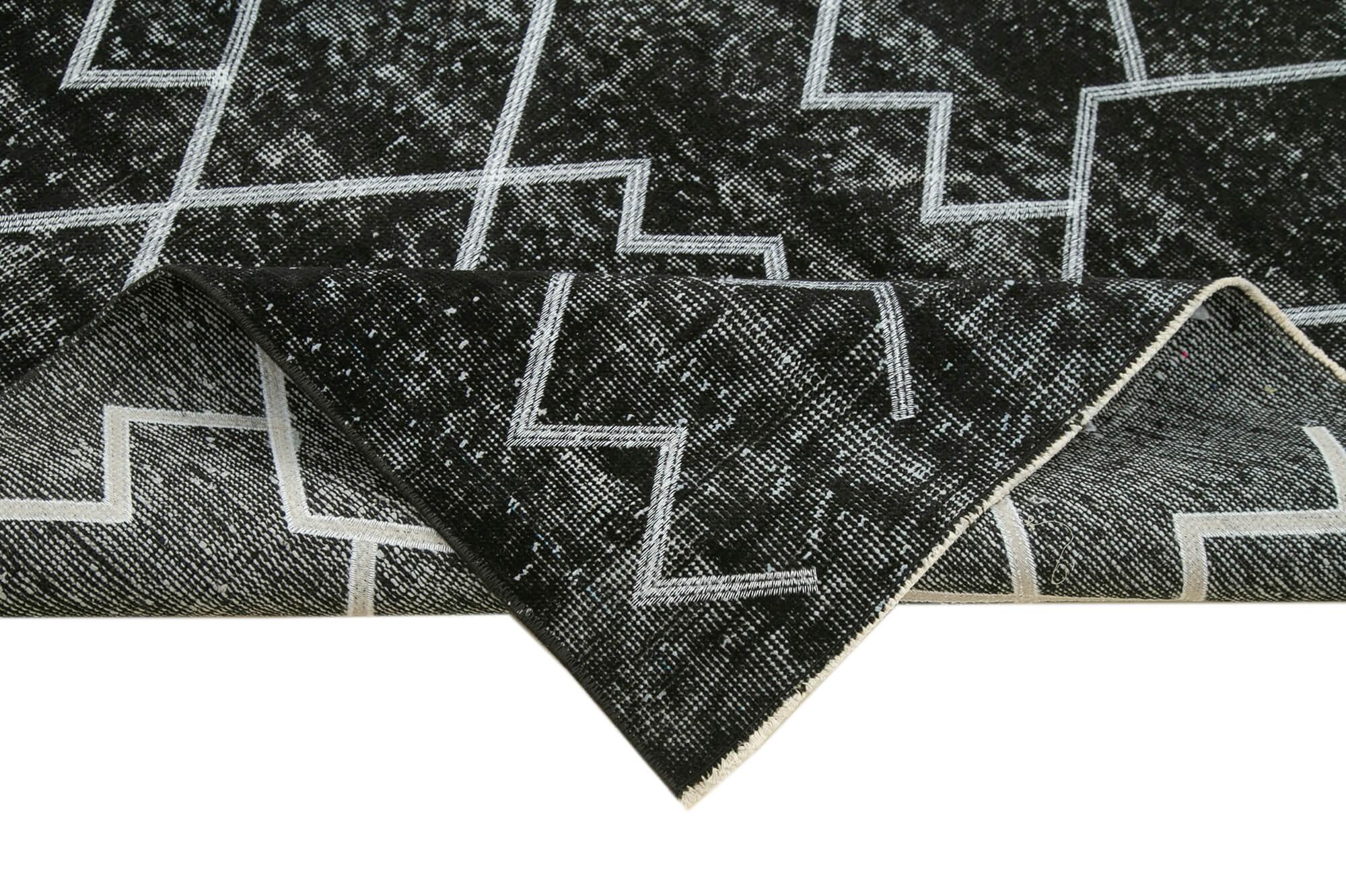 Geometric Carpet Siyah Geometrik Pamuk Yün El Dokuma Halısı 168x278 Agacan