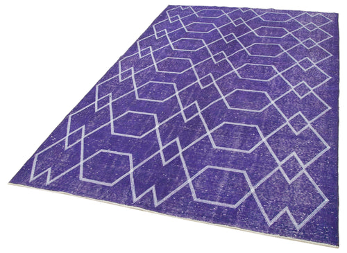 Geometric Carpet Mor Geometrik Pamuk Yün El Dokuma Halısı 166x286 Agacan