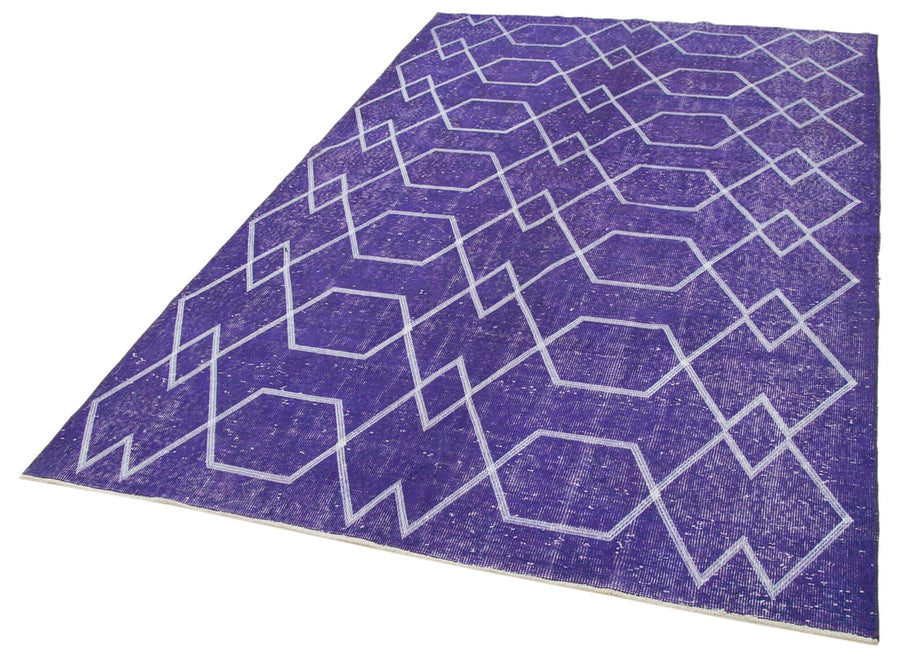 Geometric Carpet Mor Geometrik Pamuk Yün El Dokuma Halısı 166x286 Agacan