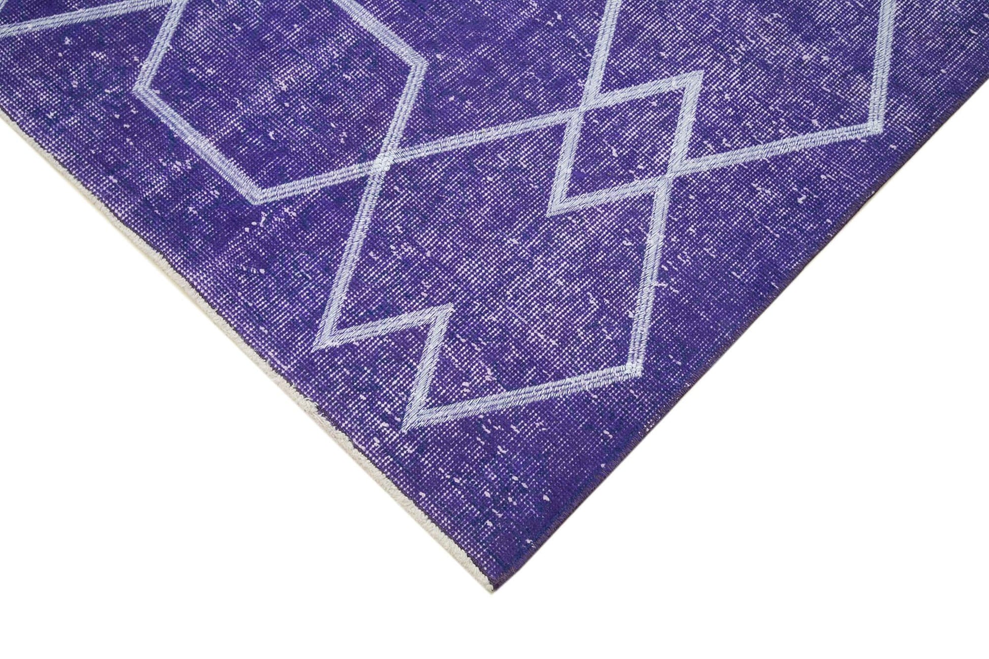 Geometric Carpet Mor Geometrik Pamuk Yün El Dokuma Halısı 166x286 Agacan