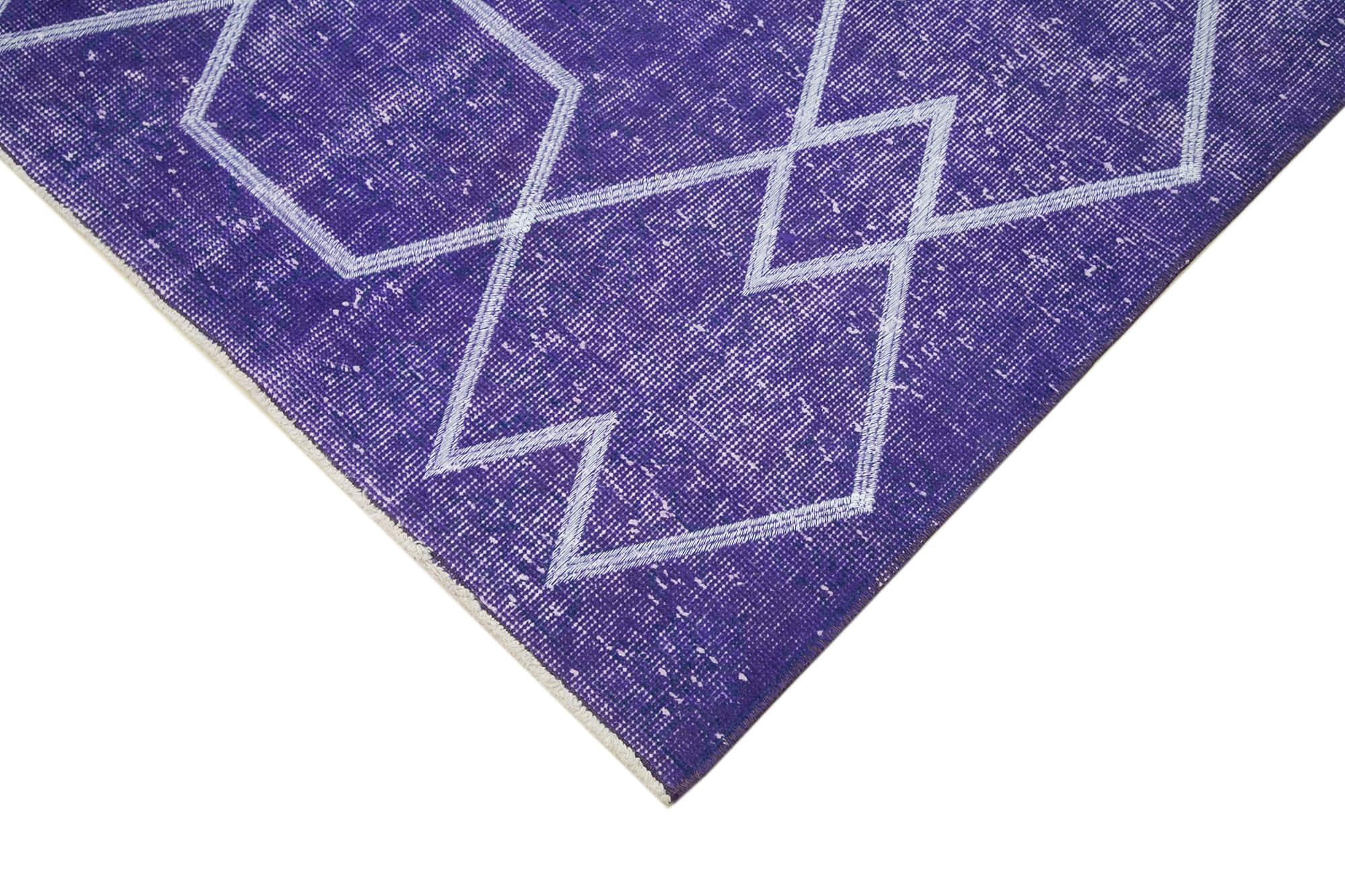 Geometric Carpet Mor Geometrik Pamuk Yün El Dokuma Halısı 166x286 Agacan
