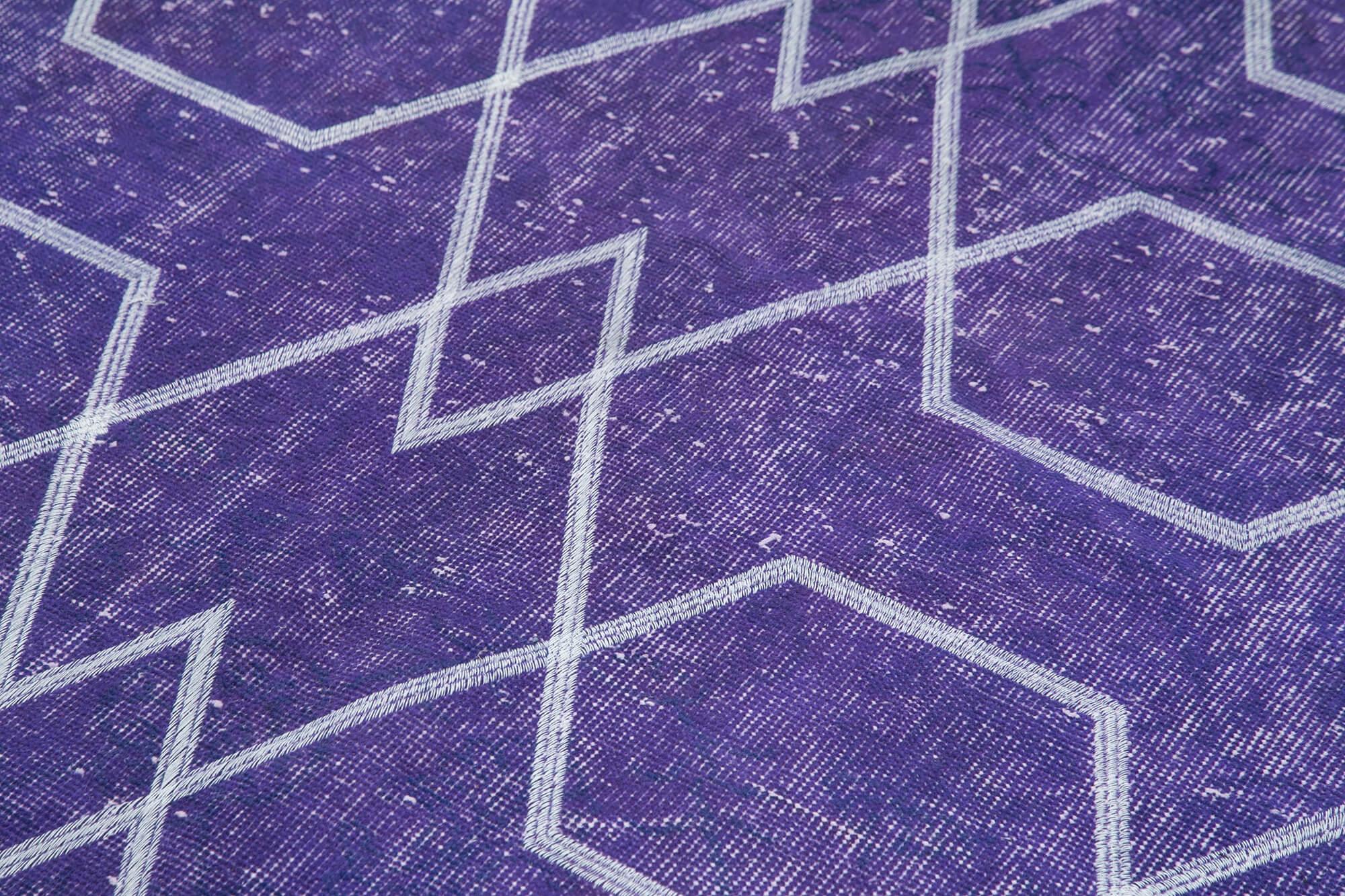 Geometric Carpet Mor Geometrik Pamuk Yün El Dokuma Halısı 166x286 Agacan
