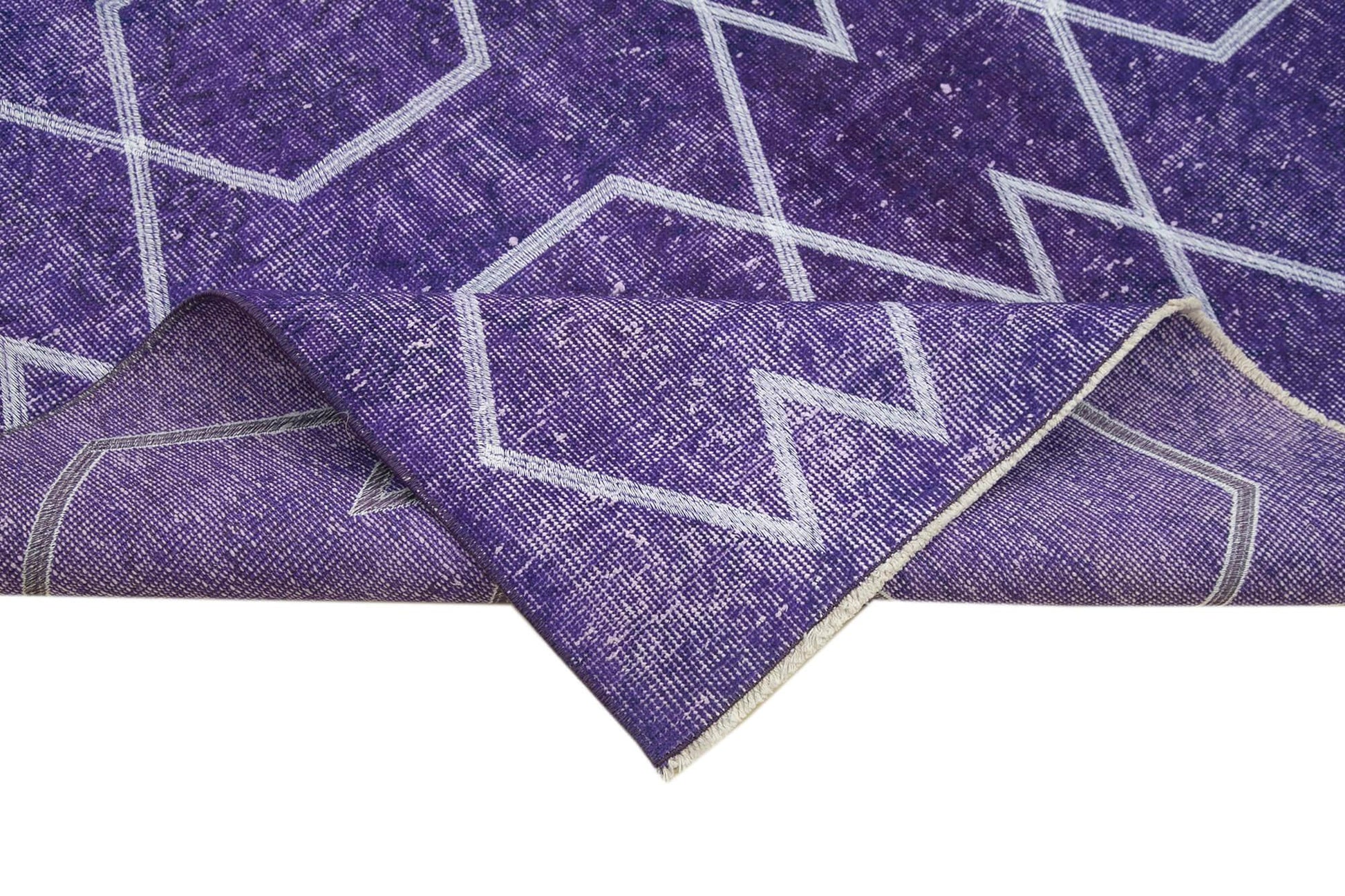 Geometric Carpet Mor Geometrik Pamuk Yün El Dokuma Halısı 166x286 Agacan