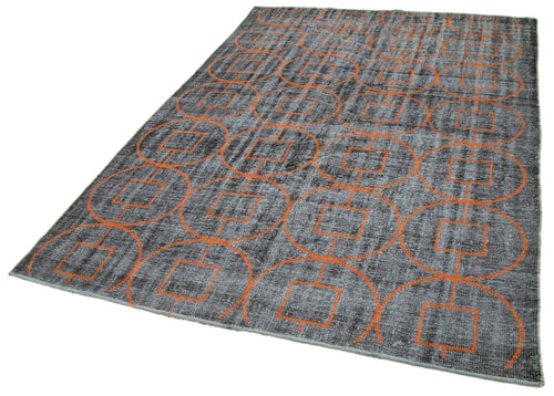 Geometric Carpet Siyah Geometrik Pamuk Yün El Dokuma Halısı 177x270 Agacan
