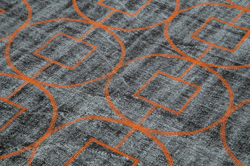 Geometric Carpet Siyah Geometrik Pamuk Yün El Dokuma Halısı 177x270 Agacan