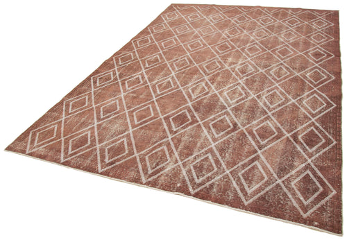 Geometric Carpet Kahverengi Geometrik Pamuk Yün El Dokuma Halısı 208x308 Agacan