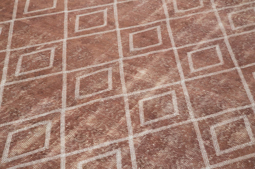Geometric Carpet Kahverengi Geometrik Pamuk Yün El Dokuma Halısı 208x308 Agacan