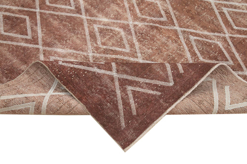 Geometric Carpet Kahverengi Geometrik Pamuk Yün El Dokuma Halısı 208x308 Agacan