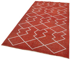 Geometric Carpet Kırmızı Geometrik Pamuk Yün El Dokuma Halısı 135x238 Agacan