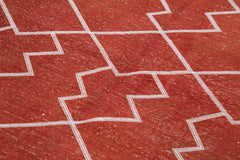 Geometric Carpet Kırmızı Geometrik Pamuk Yün El Dokuma Halısı 135x238 Agacan