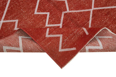 Geometric Carpet Kırmızı Geometrik Pamuk Yün El Dokuma Halısı 135x238 Agacan