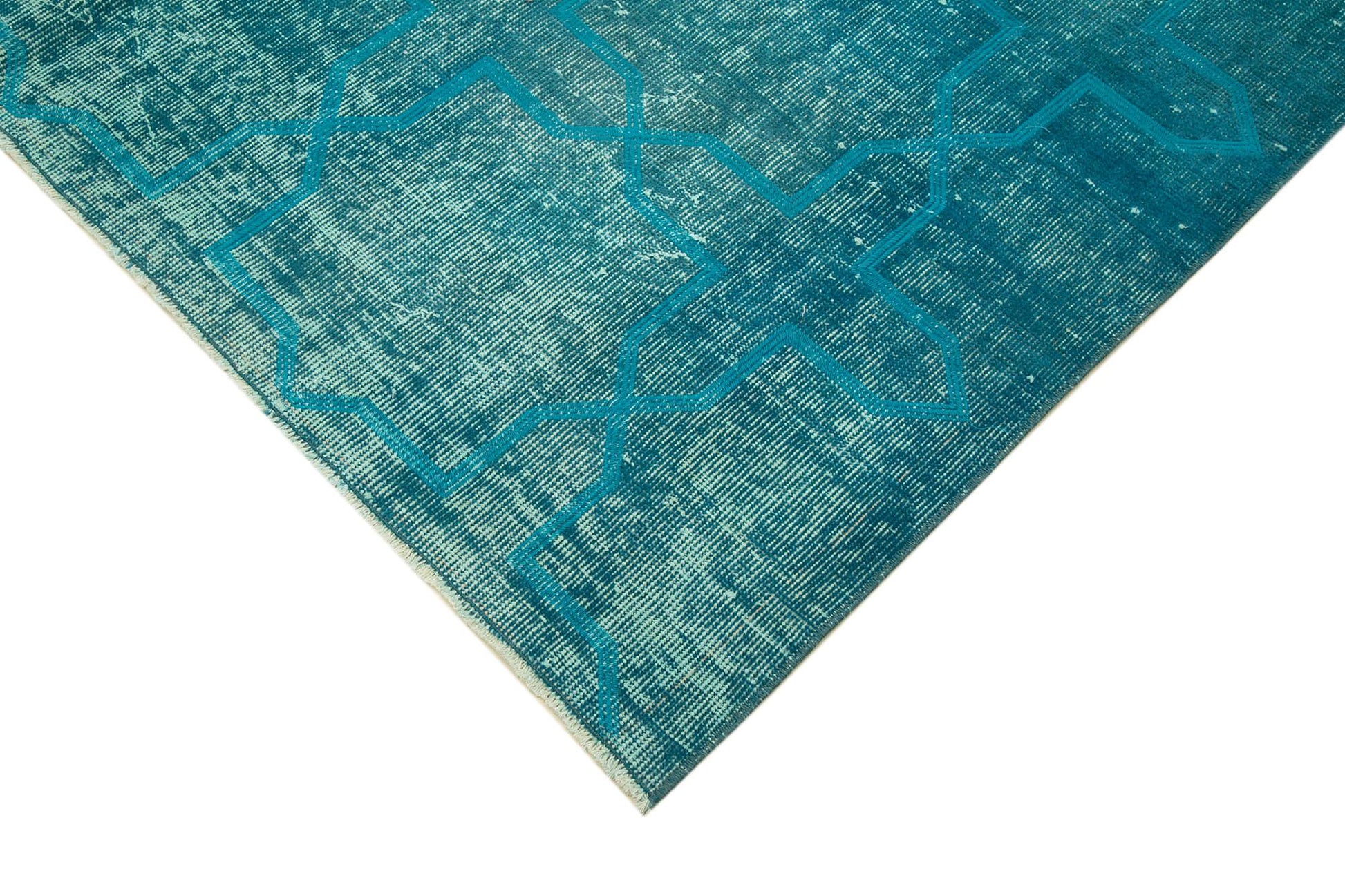 Geometric Carpet Turkuaz Geometrik Pamuk Yün El Dokuma Halısı 173x265 Agacan