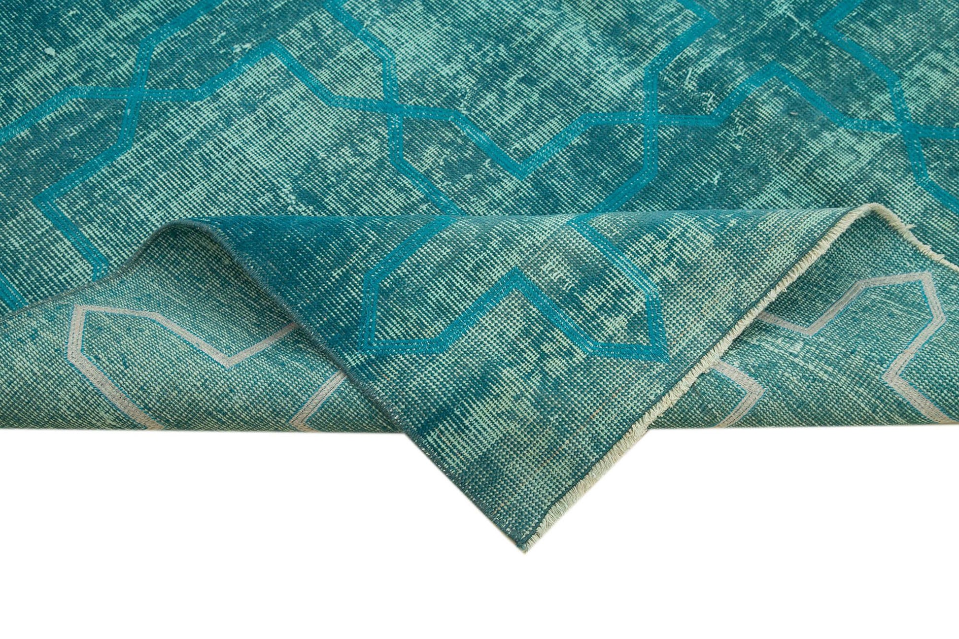 Geometric Carpet Turkuaz Geometrik Pamuk Yün El Dokuma Halısı 173x265 Agacan