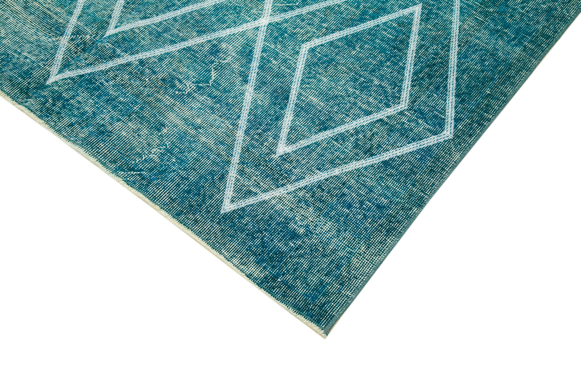 Geometric Carpet Turkuaz Geometrik Pamuk Yün El Dokuma Halısı 149x260 Agacan