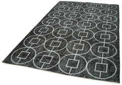 Geometric Carpet Siyah Geometrik Pamuk Yün El Dokuma Halısı 172x287 Agacan