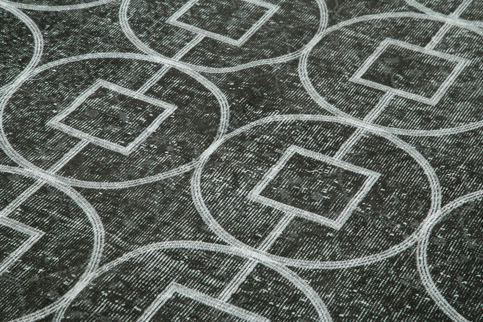 Geometric Carpet Siyah Geometrik Pamuk Yün El Dokuma Halısı 172x287 Agacan