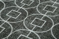 Geometric Carpet Siyah Geometrik Pamuk Yün El Dokuma Halısı 172x287 Agacan