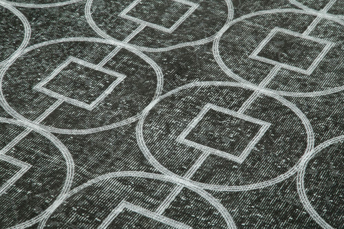 Geometric Carpet Siyah Geometrik Pamuk Yün El Dokuma Halısı 172x287 Agacan